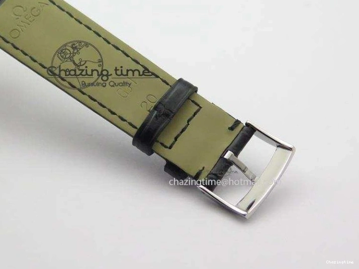 0205 Flexible De Ville MK 1:1 Best Edition SS White Dial On Black Leather Asian Seagull T1701 (Sec@6) 8244